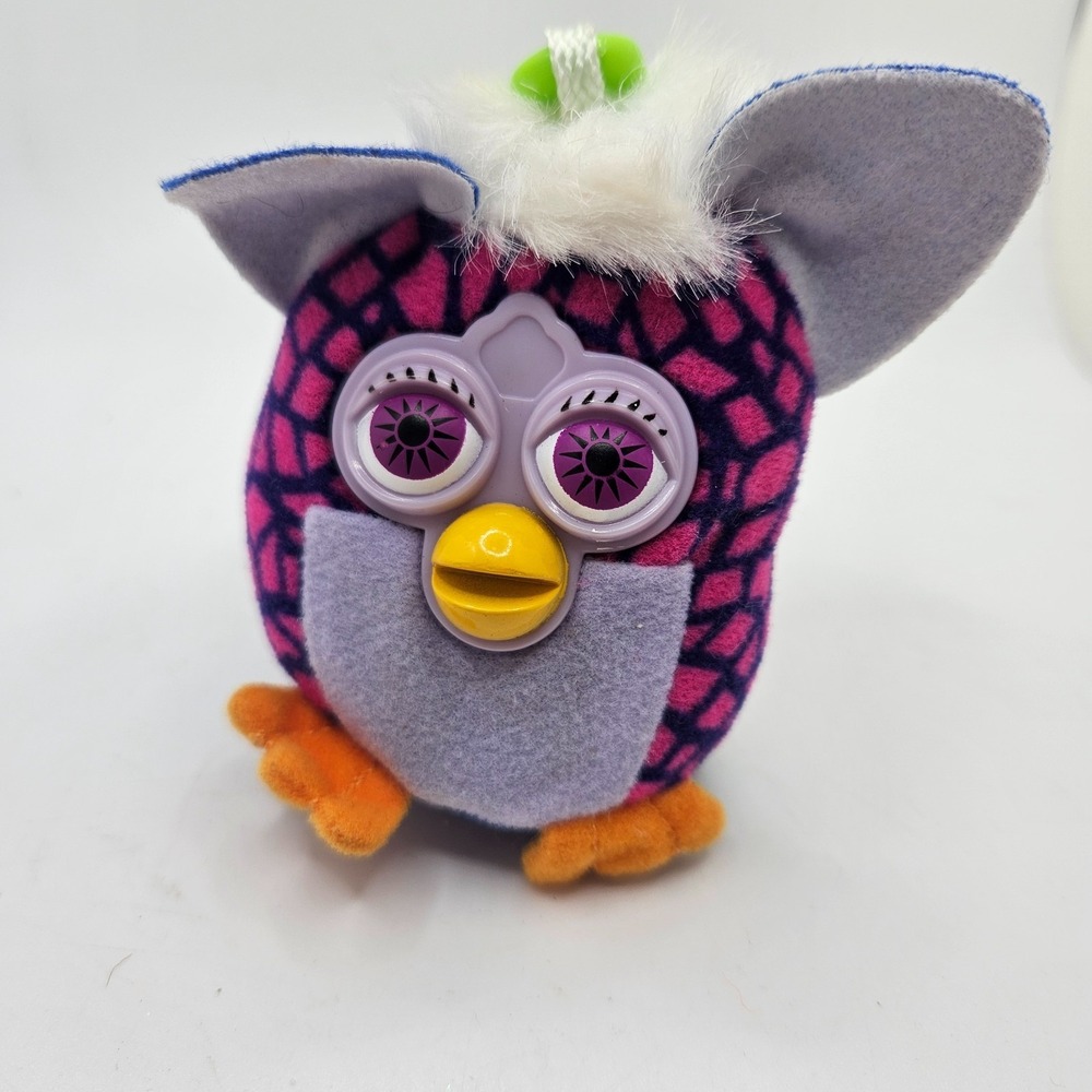 2000 Furby McDonald's Happy Meal Plush Keychain Clip Pink Purple